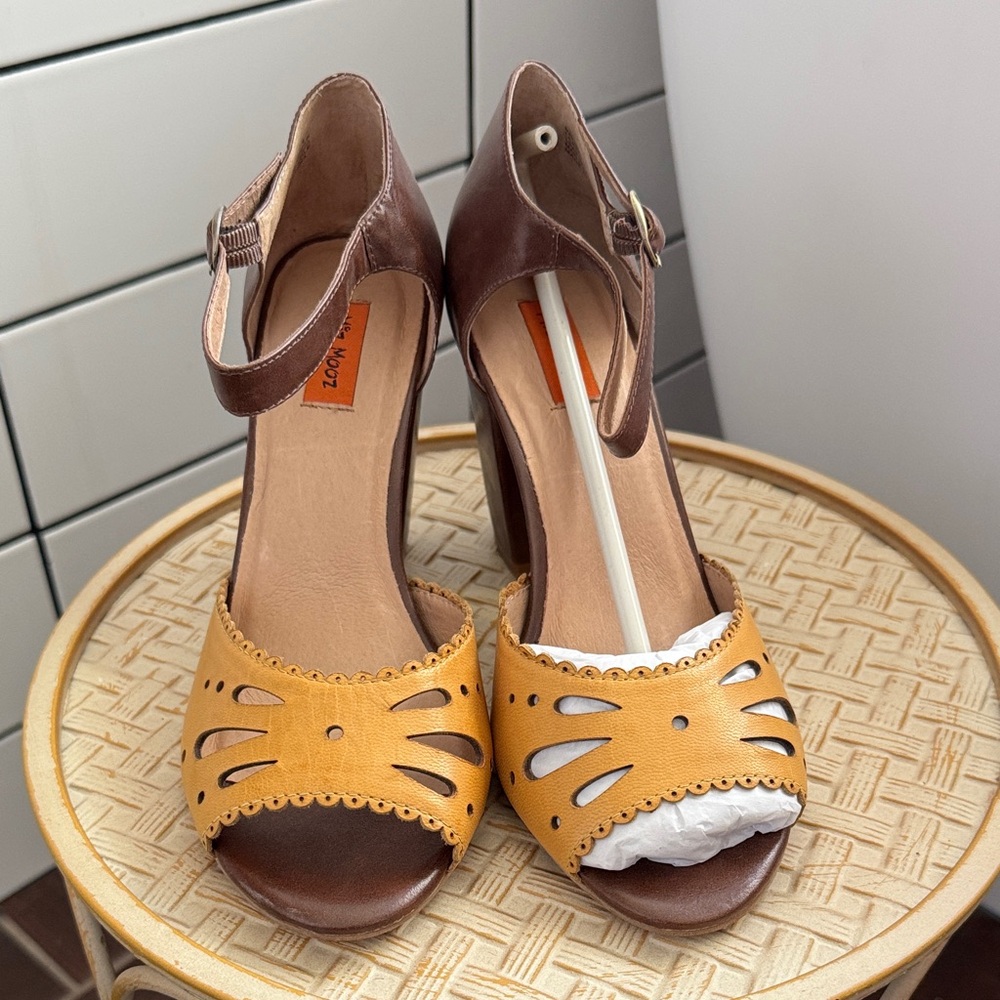 Miz Mooz Brown and Yellow Heels